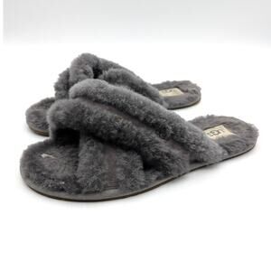 UGG Scuffita Genuine Shearling Slide Slipper Charcoal Grey Size US9